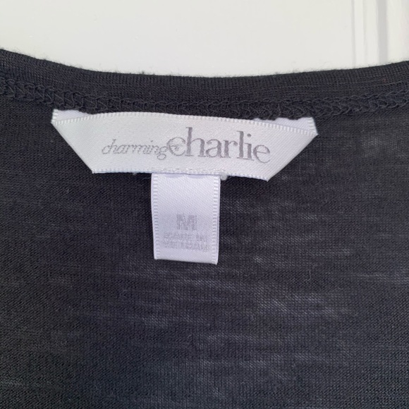 Charming Charlie Black/White Pocket Top - size Med - Picture 3 of 5